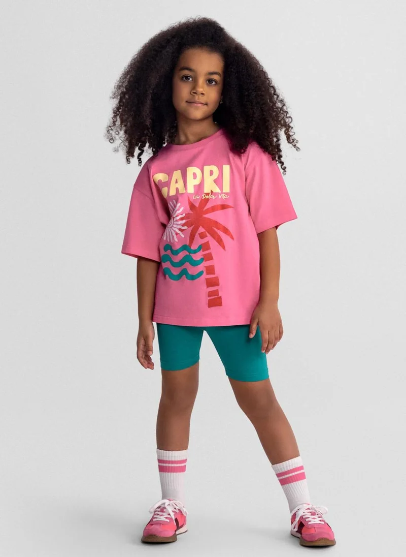 مينوتي Girls two-piece activewear set pink and yellow 3-15 years
